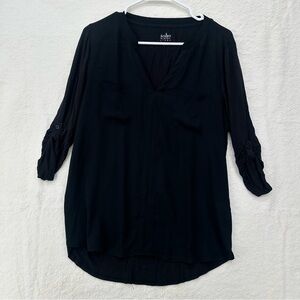 New York & Company SoHo Jeans Black Office Wear Blouse